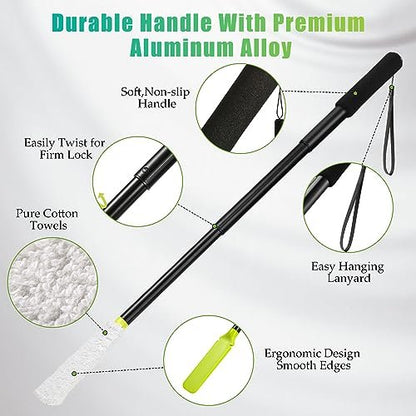 LYIGEOL Toe Cleaning Brush with Reusable Drying Covers – Extendable Aluminum Foot Scrubber for Seniors, Elderly, and Disabled Avelisse