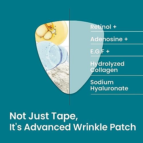 NURIVE Advanced Wrinkle Patches 60ct - Smile Line & Frown Line Patches with Retinol & Collagen, Invisible Overnight Face Wrinkle Tape, Korean Skin Care, Small (Face) - görsel 6