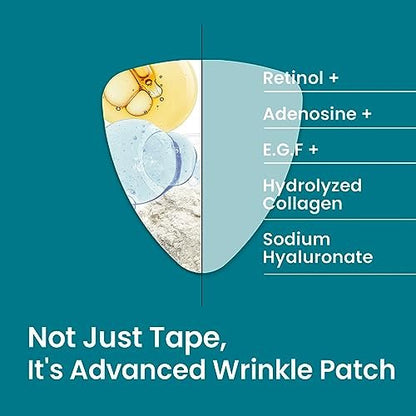 NURIVE Advanced Wrinkle Patches 60ct - Smile Line & Frown Line Patches with Retinol & Collagen, Invisible Overnight Face Wrinkle Tape, Korean Skin Care, Small (Face)