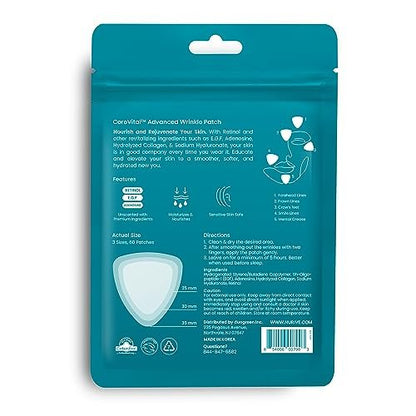 NURIVE Advanced Wrinkle Patches 60ct - Smile Line & Frown Line Patches with Retinol & Collagen, Invisible Overnight Face Wrinkle Tape, Korean Skin Care, Small (Face)