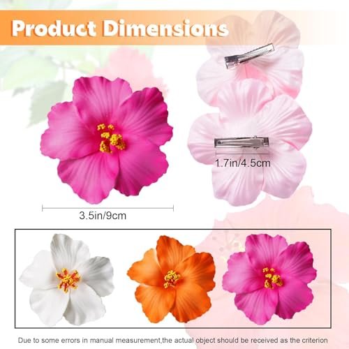 3 Pack Hawaiian Flower Hair Clips – 3.5" Tropical Plumeria & Hibiscus Hair Clips for Women, Beach, Luau, Wedding Accessories - görsel 4