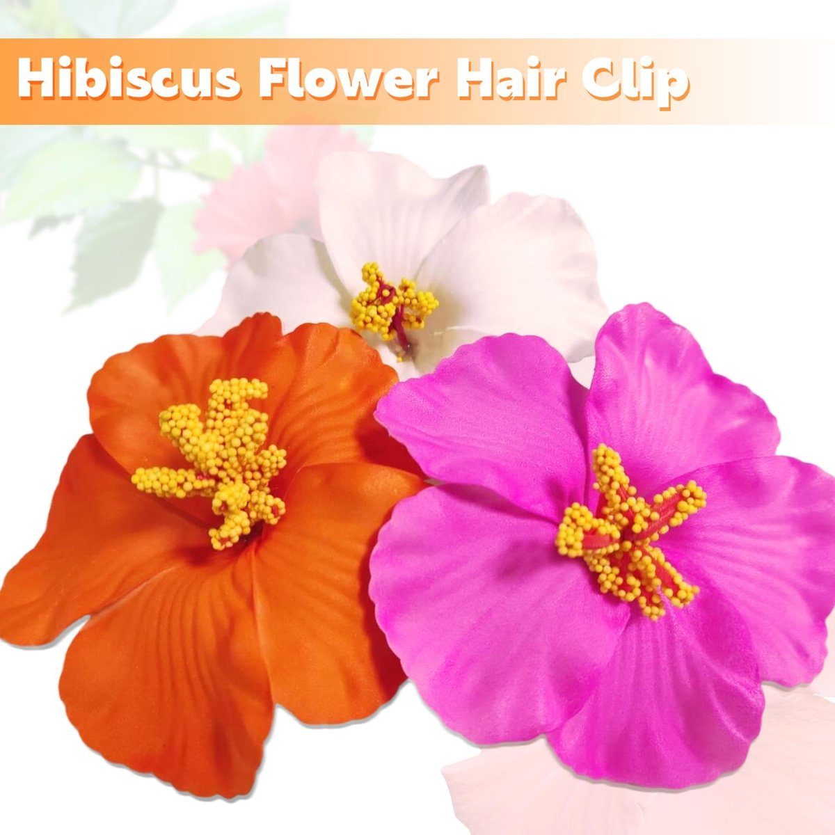 3 Pack Hawaiian Flower Hair Clips – 3.5" Tropical Plumeria & Hibiscus Hair Clips for Women, Beach, Luau, Wedding Accessories - görsel 5