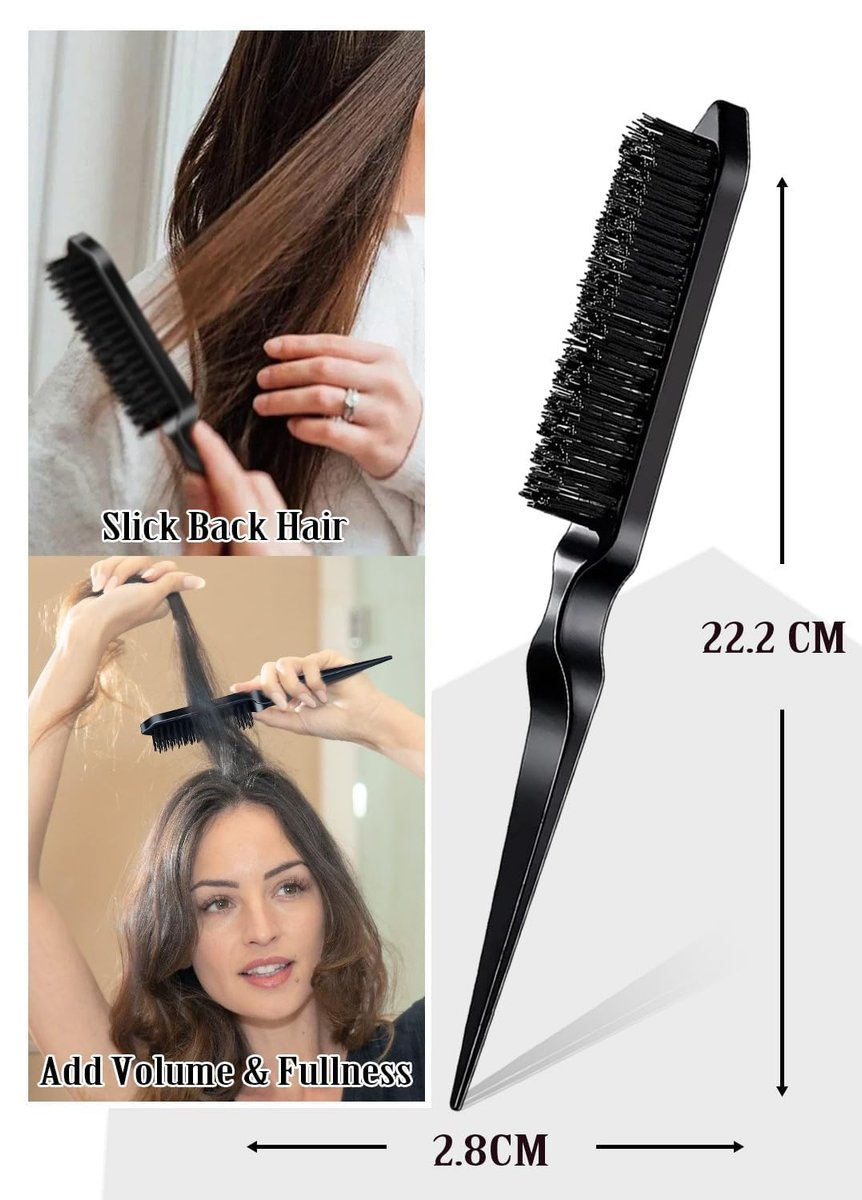 AnWoor 4-Piece Edge Brush & Slick Back Hair Stick Set – Smooth Flyaways, Baby Hair, and Braiding with Rat Tail Comb & Teasing Brush - görsel 13