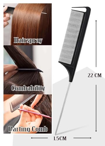 AnWoor 4-Piece Edge Brush & Slick Back Hair Stick Set – Smooth Flyaways, Baby Hair, and Braiding with Rat Tail Comb & Teasing Brush