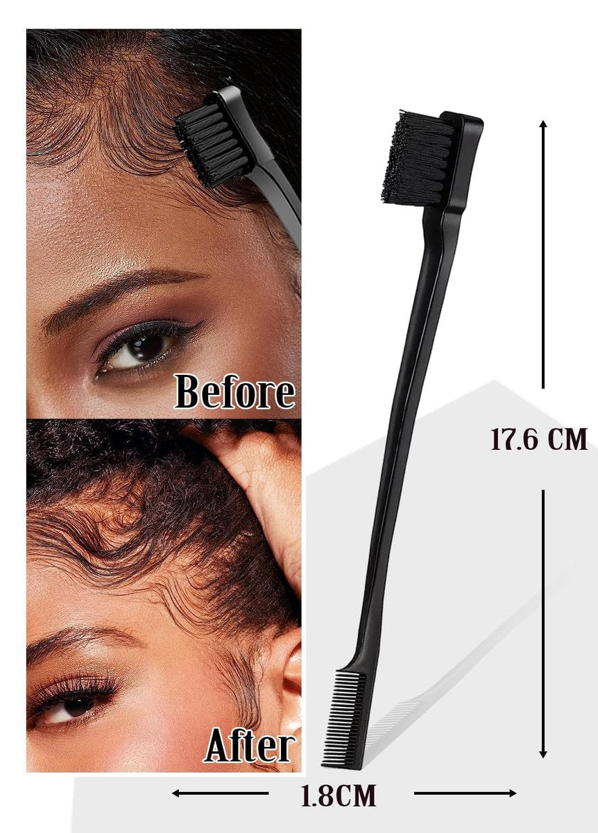 AnWoor 4-Piece Edge Brush & Slick Back Hair Stick Set – Smooth Flyaways, Baby Hair, and Braiding with Rat Tail Comb & Teasing Brush - görsel 15
