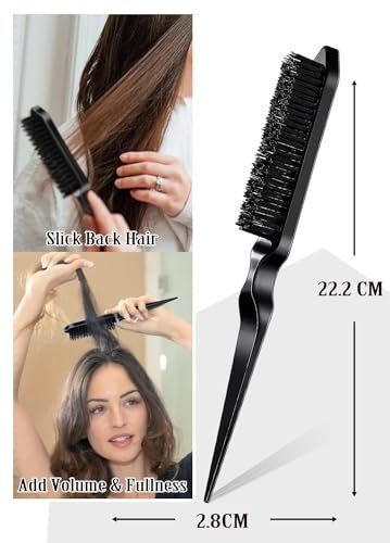 AnWoor 4-Piece Edge Brush & Slick Back Hair Stick Set – Smooth Flyaways, Baby Hair, and Braiding with Rat Tail Comb & Teasing Brush
