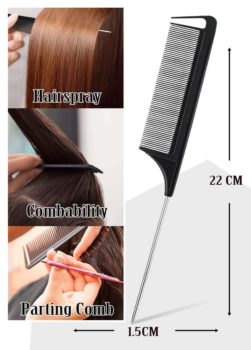 AnWoor 4-Piece Edge Brush & Slick Back Hair Stick Set – Smooth Flyaways, Baby Hair, and Braiding with Rat Tail Comb & Teasing Brush - görsel 11