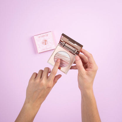 W7 Afterglow Blusher & Highlight Compact - Pink & Gold Glowing Pressed Powder Blush and Highlighter Duo