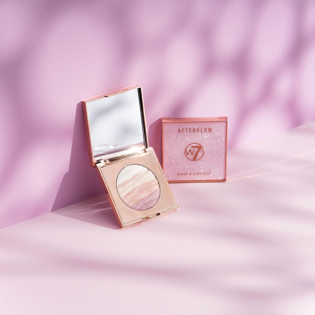 W7 Afterglow Blusher & Highlight Compact - Pink & Gold Glowing Pressed Powder Blush and Highlighter Duo - görsel 8