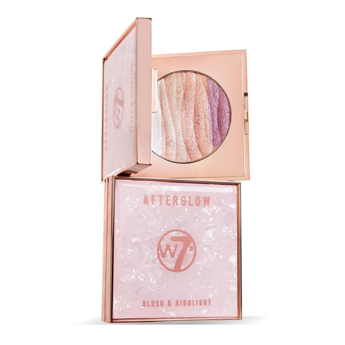 W7 Afterglow Blusher & Highlight Compact - Pink & Gold Glowing Pressed Powder Blush and Highlighter Duo - görsel 10