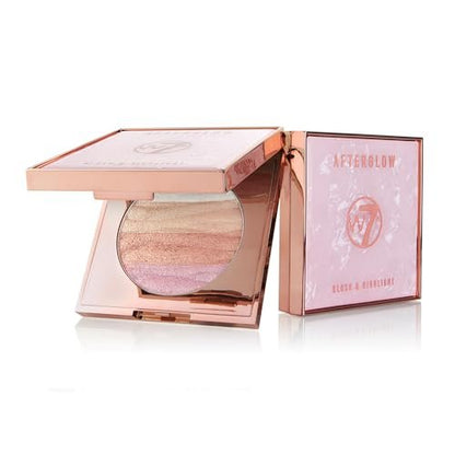W7 Afterglow Blusher & Highlight Compact - Pink & Gold Glowing Pressed Powder Blush and Highlighter Duo