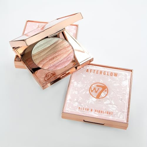 W7 Afterglow Blusher & Highlight Compact - Pink & Gold Glowing Pressed Powder Blush and Highlighter Duo - görsel 5