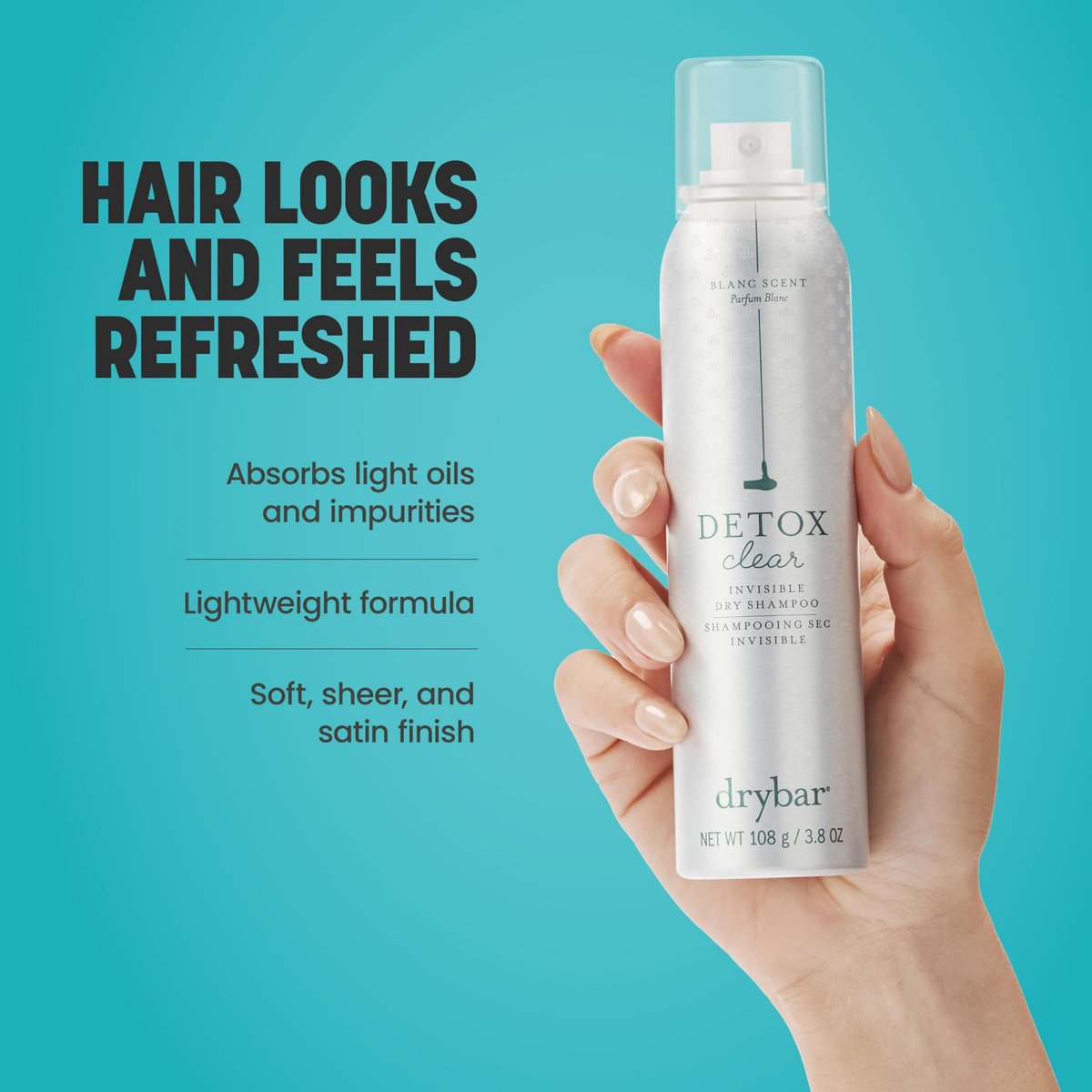 Drybar Detox Clear Invisible Dry Shampoo Spray - Absorbs Light Oils, Clean & Refreshed Hair, Soft Sheer Finish, Blanc Scent, 3.8 oz Avelisse
