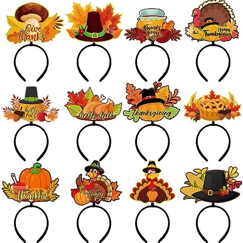 Retrowavy 12-Pack Thanksgiving Turkey Headband Set - Fun Holiday Party Favors & Costume Accessories - görsel 2