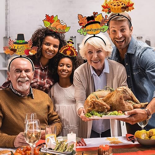 Retrowavy 12-Pack Thanksgiving Turkey Headband Set - Fun Holiday Party Favors & Costume Accessories - görsel 8