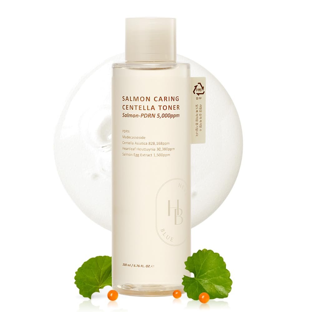 HEVEBLUE Salmon Caring Centella Toner - pH 5.5, Salmon PDRN & Egg Extract, Centella Asiatica, Restore & Rejuvenate, Refine Skin Texture, Low Irritation Korean Skincare Avelisse