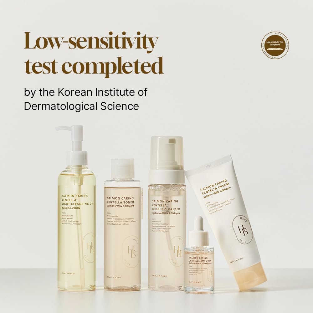 HEVEBLUE Salmon Caring Centella Toner - pH 5.5, Salmon PDRN & Egg Extract, Centella Asiatica, Restore & Rejuvenate, Refine Skin Texture, Low Irritation Korean Skincare Avelisse