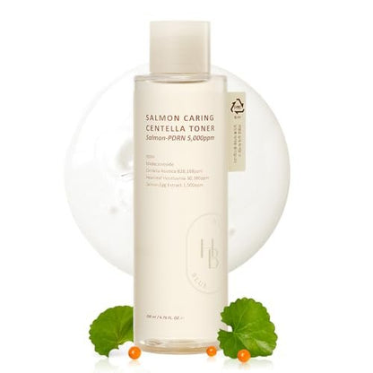 HEVEBLUE Salmon Caring Centella Toner - pH 5.5, Salmon PDRN & Egg Extract, Centella Asiatica, Restore & Rejuvenate, Refine Skin Texture, Low Irritation Korean Skincare Avelisse