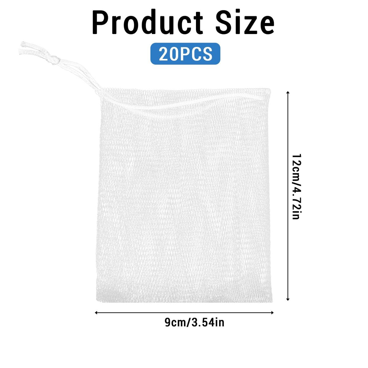 Mozeat Lens 20 Pack Exfoliating Mesh Soap Saver Pouch Bags with Drawstring - Foaming Net Bags for Bath and Shower - görsel 3