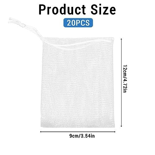 Mozeat Lens 20 Pack Exfoliating Mesh Soap Saver Pouch Bags with Drawstring - Foaming Net Bags for Bath and Shower - görsel 4