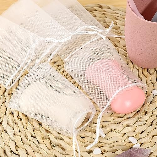 Mozeat Lens 20 Pack Exfoliating Mesh Soap Saver Pouch Bags with Drawstring - Foaming Net Bags for Bath and Shower - görsel 6