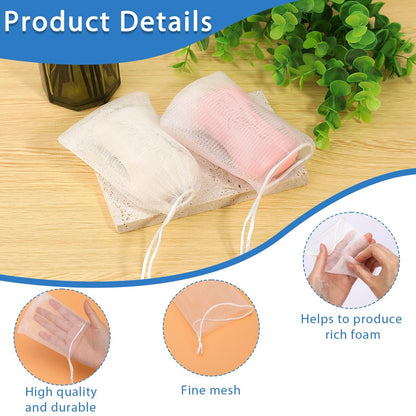 Mozeat Lens 20 Pack Exfoliating Mesh Soap Saver Pouch Bags with Drawstring - Foaming Net Bags for Bath and Shower