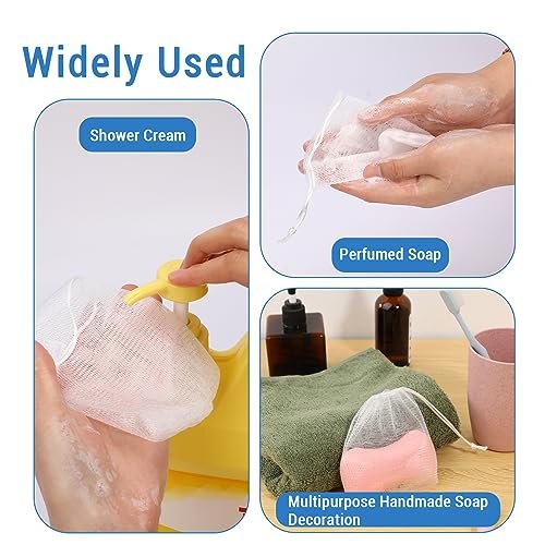 Mozeat Lens 20 Pack Exfoliating Mesh Soap Saver Pouch Bags with Drawstring - Foaming Net Bags for Bath and Shower - görsel 14