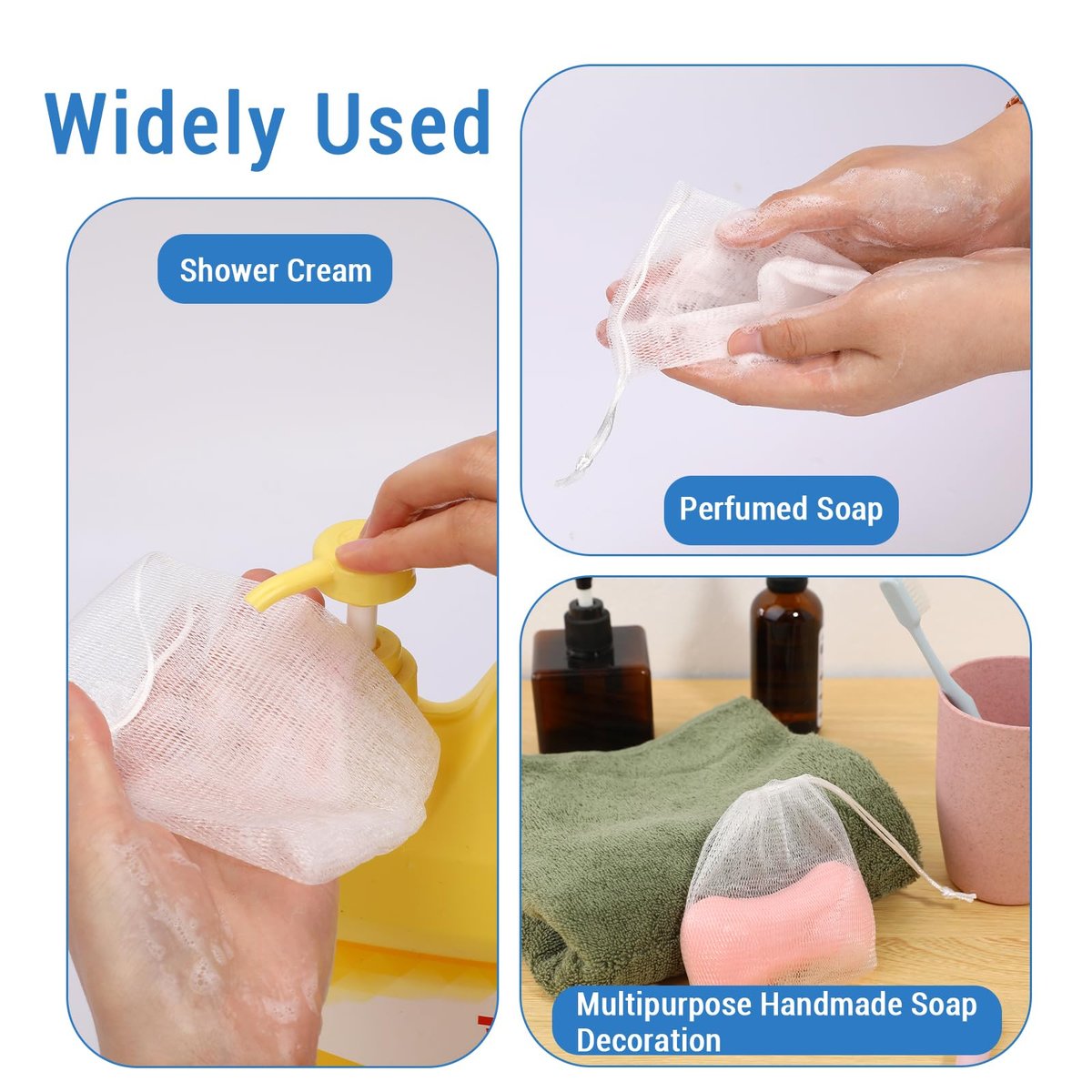 Mozeat Lens 20 Pack Exfoliating Mesh Soap Saver Pouch Bags with Drawstring - Foaming Net Bags for Bath and Shower - görsel 13