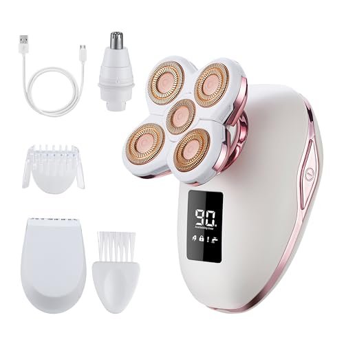 UPTARD Women's Electric Razor 2-in-1 Shaver & Bikini Trimmer, Waterproof, for Legs, Face, Pubic Hair Removal, White Avelisse
