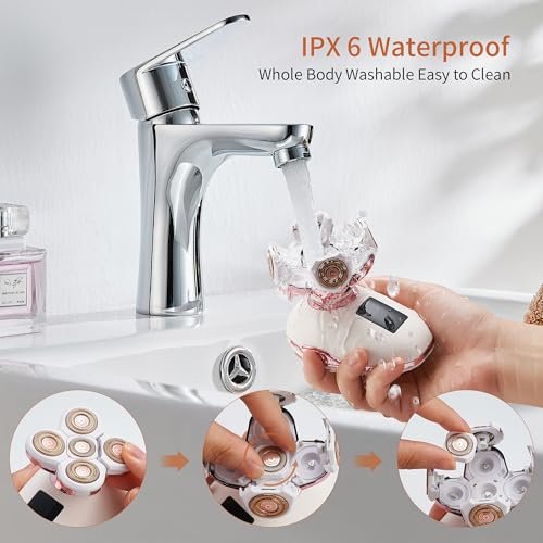 UPTARD Women's Electric Razor 2-in-1 Shaver & Bikini Trimmer, Waterproof, for Legs, Face, Pubic Hair Removal, White Avelisse
