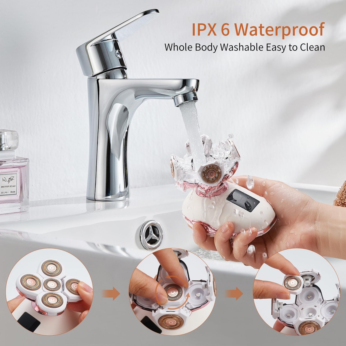 UPTARD Women's Electric Razor 2-in-1 Shaver & Bikini Trimmer, Waterproof, for Legs, Face, Pubic Hair Removal, White Avelisse