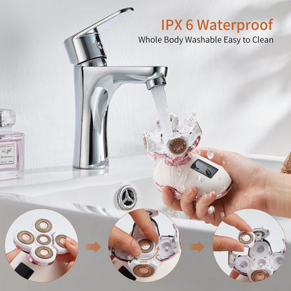UPTARD Women's Electric Razor 2-in-1 Shaver & Bikini Trimmer, Waterproof, for Legs, Face, Pubic Hair Removal, White Avelisse
