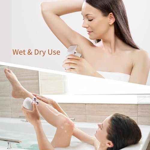 UPTARD Women's Electric Razor 2-in-1 Shaver & Bikini Trimmer, Waterproof, for Legs, Face, Pubic Hair Removal, White Avelisse