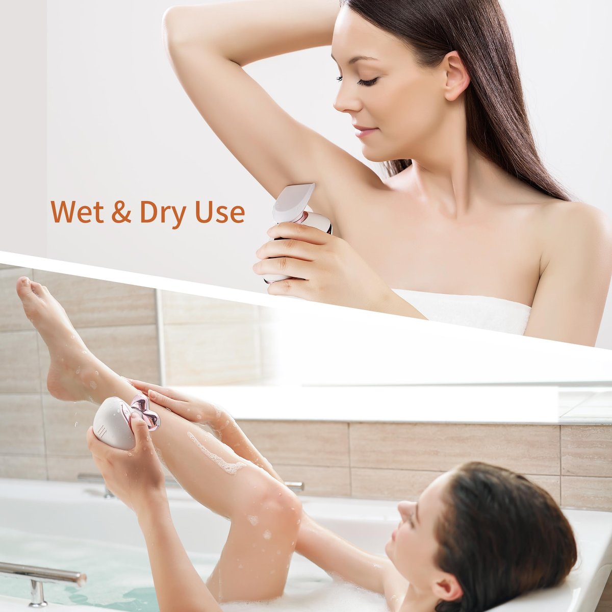 UPTARD Women's Electric Razor 2-in-1 Shaver & Bikini Trimmer, Waterproof, for Legs, Face, Pubic Hair Removal, White Avelisse