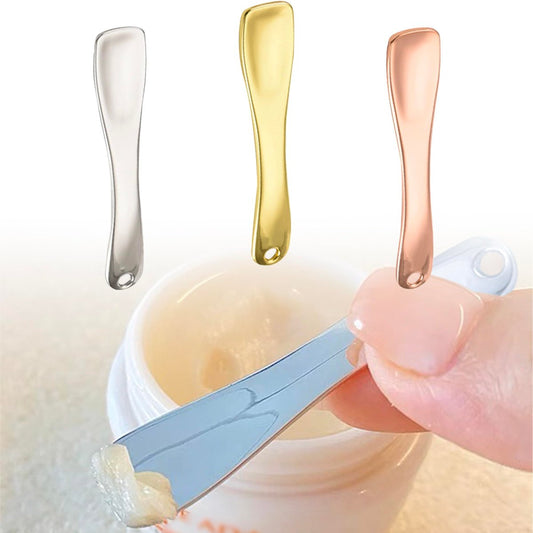 LUTQ Metal Makeup Spatula Tool - 3-Pack Rose Gold, Silver & Gold Cosmetic Spatulas for Creams, Lotions, and Masks