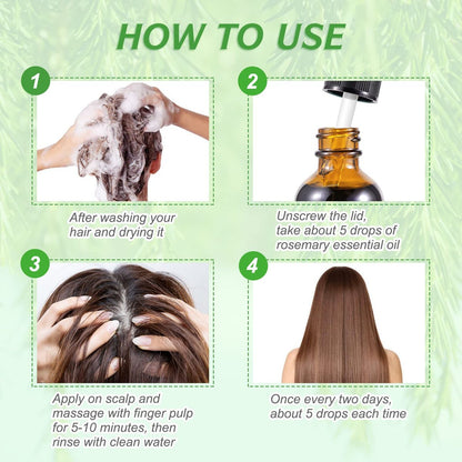 ELBBUB 100% Pure Rosemary Essential Oil for Hair Growth & Skin Care - 60ml (2 Fl Oz) Nourishes Scalp, Stimulates Hair Regrowth for Men & Women Avelisse