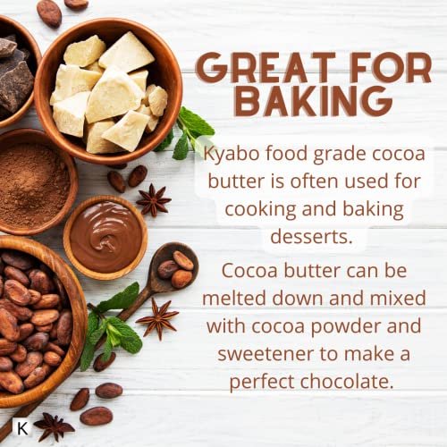 Kyabo 100% Pure and All Natural Cocoa Butter - 3lb - Food Grade - Great for Lip Balm, Cream, Hair Products, Candle, Hair Removal and Craft Projects - Made with Organic Cacao Avelisse