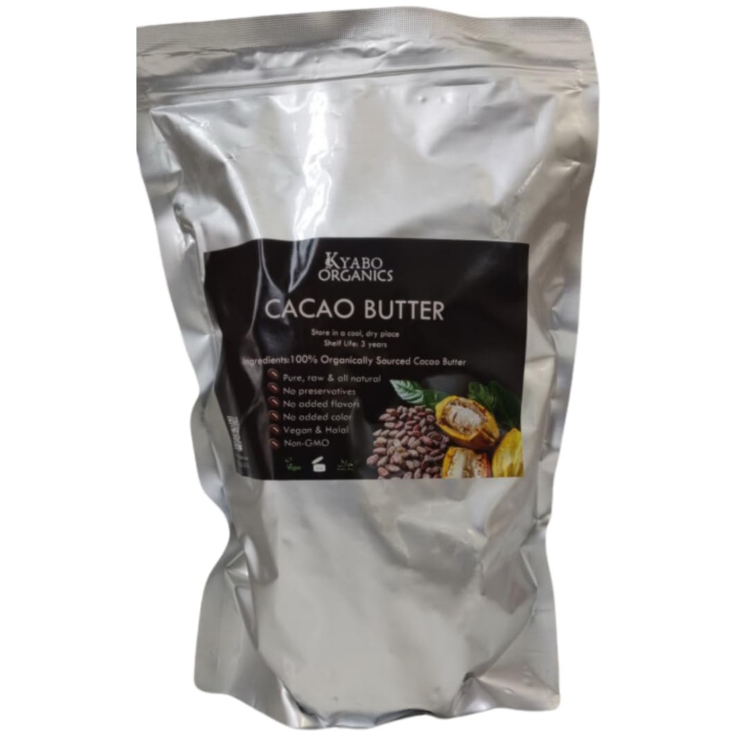Kyabo 100% Pure and All Natural Cocoa Butter - 3lb - Food Grade - Great for Lip Balm, Cream, Hair Products, Candle, Hair Removal and Craft Projects - Made with Organic Cacao Avelisse