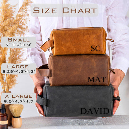 Pera Leather Personalized Leather Toiletry Bag for Men – Custom Dopp Kit with Name or Initial, Travel Gift for Groomsmen, Husband, Dad, Boyfriend Avelisse