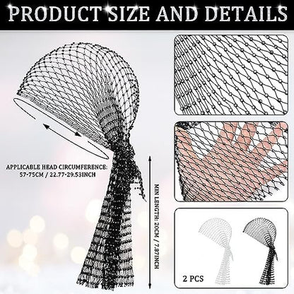 Yuxung 2-Pack Rhinestone Head Scarf Mesh Headbands – Sparkly Festival Accessories for Women, 70s Disco Glitter Hair Wrap & Crystal Chainmail Beaded Headpiece Avelisse