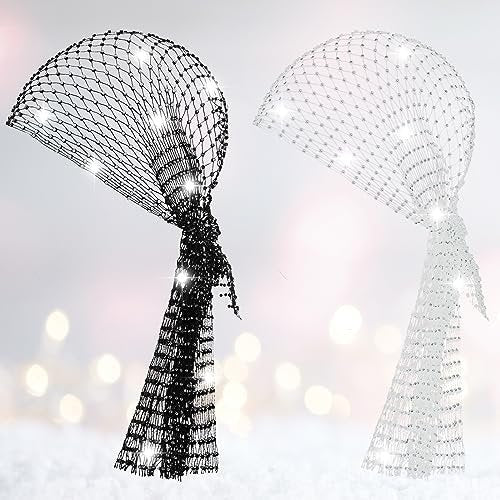 Yuxung 2-Pack Rhinestone Head Scarf Mesh Headbands – Sparkly Festival Accessories for Women, 70s Disco Glitter Hair Wrap & Crystal Chainmail Beaded Headpiece Avelisse