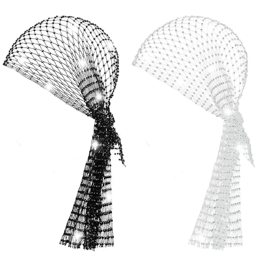 Yuxung 2-Pack Rhinestone Head Scarf Mesh Headbands – Sparkly Festival Accessories for Women, 70s Disco Glitter Hair Wrap & Crystal Chainmail Beaded Headpiece Avelisse