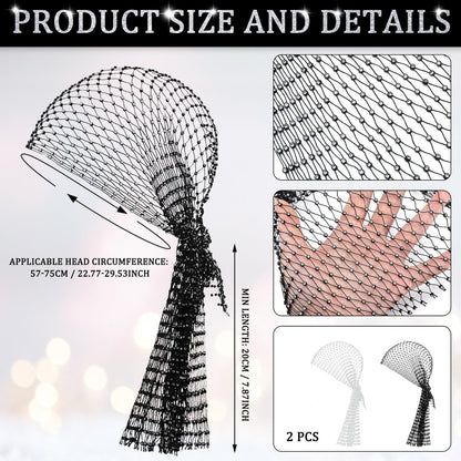 Yuxung 2-Pack Rhinestone Head Scarf Mesh Headbands – Sparkly Festival Accessories for Women, 70s Disco Glitter Hair Wrap & Crystal Chainmail Beaded Headpiece Avelisse