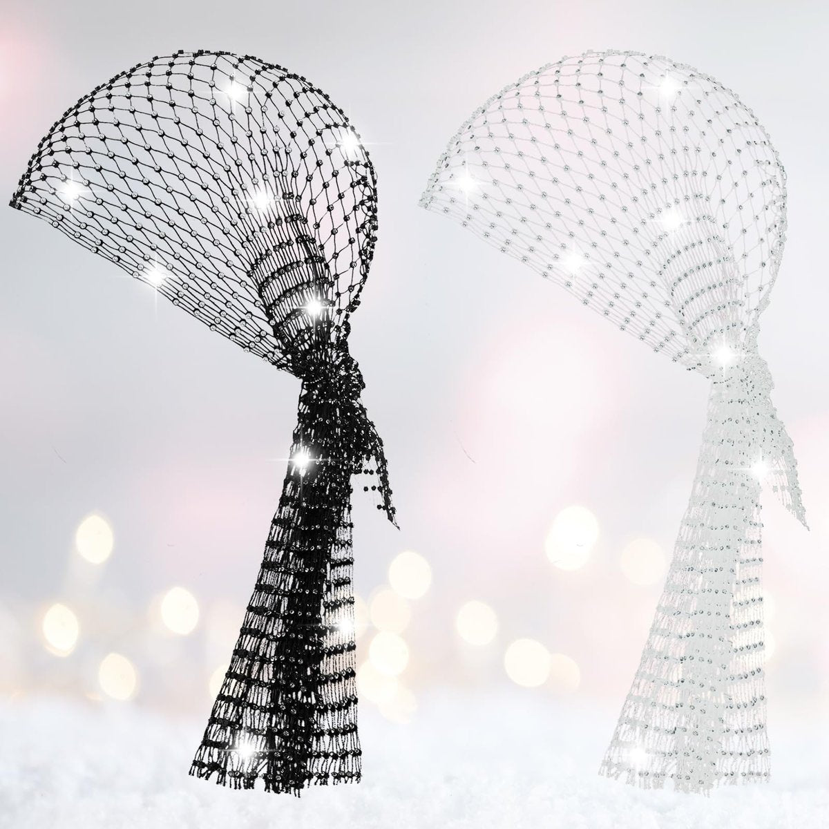 Yuxung 2-Pack Rhinestone Head Scarf Mesh Headbands – Sparkly Festival Accessories for Women, 70s Disco Glitter Hair Wrap & Crystal Chainmail Beaded Headpiece Avelisse