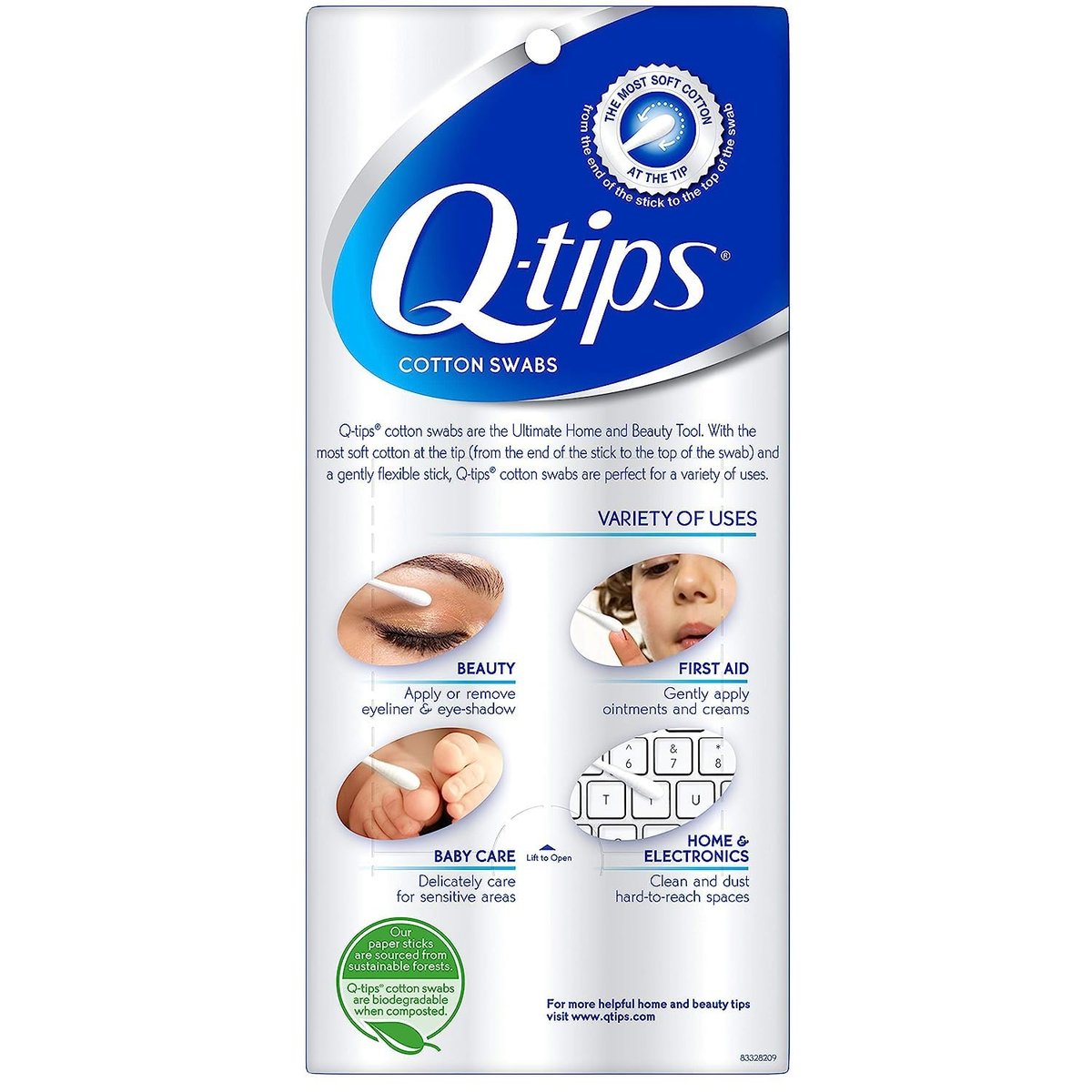 Q-tips Original Cotton Swabs for Hygiene & Beauty Care – 100% Cotton, 625 Count (Pack of 2) - görsel 3