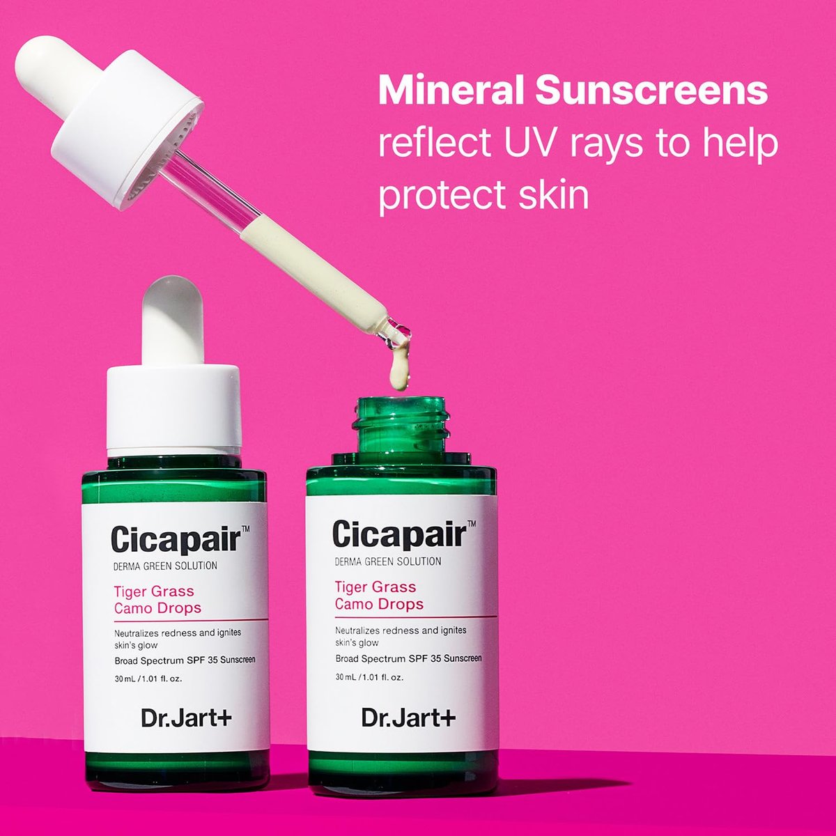 Dr.Jart+ Cicapair Tiger Grass Camo Drops Tinted Serum SPF 35 with Centella Asiatica | Skin Tint | Korean Skin Care Makeup Hybrid, 1.01 Fl Oz Avelisse