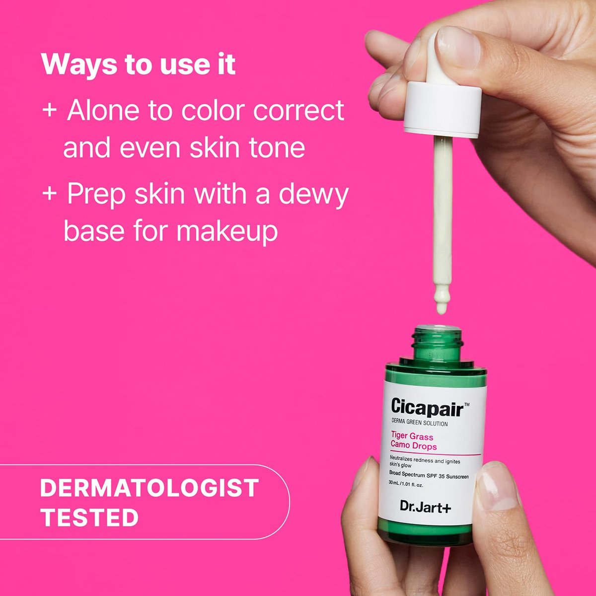 Dr.Jart+ Cicapair Tiger Grass Camo Drops Tinted Serum SPF 35 with Centella Asiatica | Skin Tint | Korean Skin Care Makeup Hybrid, 1.01 Fl Oz Avelisse