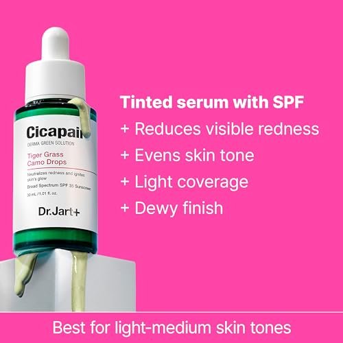 Dr.Jart+ Cicapair Tiger Grass Camo Drops Tinted Serum SPF 35 with Centella Asiatica | Skin Tint | Korean Skin Care Makeup Hybrid, 1.01 Fl Oz Avelisse