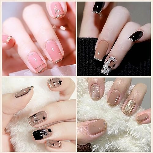 Silver Metal Glitter Gel Nail Polish 4 Colors Set - Painted Metal Platinum Drawing Gel for DIY Nail Art, Soak Off, 0.17 Fl Oz Each - görsel 8