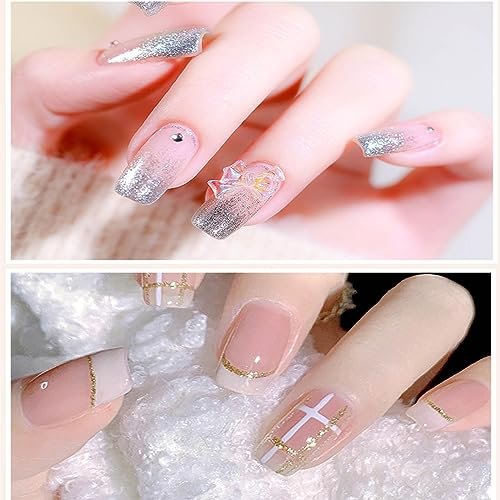 Silver Metal Glitter Gel Nail Polish 4 Colors Set - Painted Metal Platinum Drawing Gel for DIY Nail Art, Soak Off, 0.17 Fl Oz Each - görsel 12